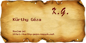 Kürthy Géza névjegykártya
